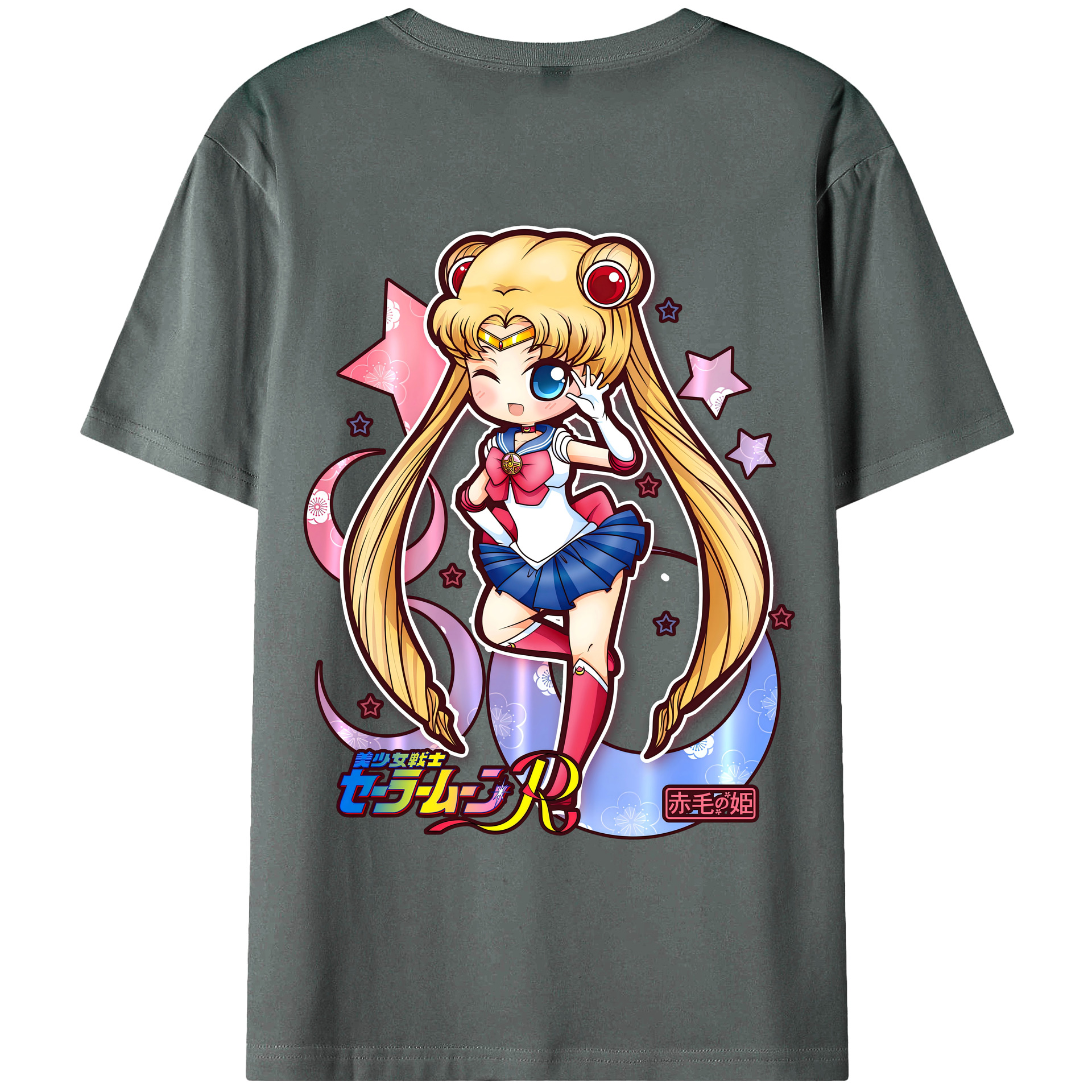 （画像用） 美少女戦士セーラームーン 月野 うさぎ つきの うさぎ Sailor Moon Tsukino Usagi 綿100％ メンズ半袖Tシャツ（バックプリント） 通気性